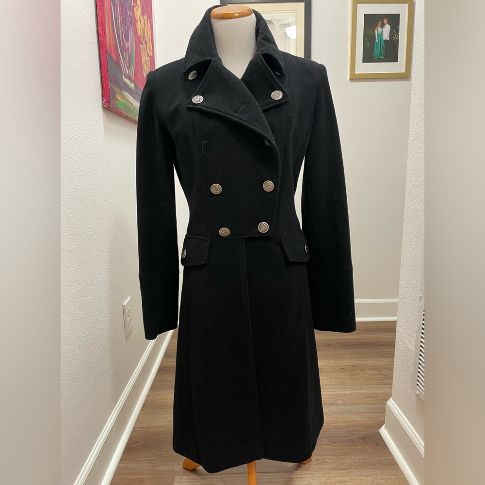 Long Line Wool Pea Coat - Picture 2 of 10